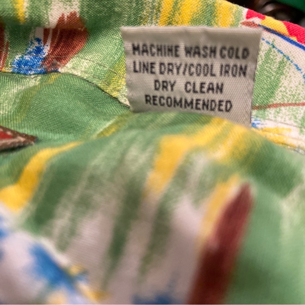 Pineapple Connection Vintage Hawaiian Green Print Shirt Size Large - Picture 5 of 7